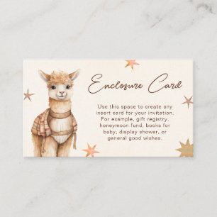 Watercolor Llama Boho Beige Baby Shower Enclosure Card