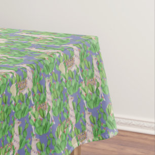 Watercolor Llama & Catus Pattern Tablecloth