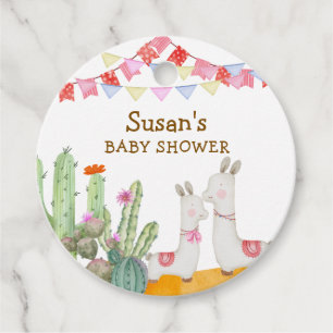 Watercolor Llama Desert Cactus Fiesta Baby Shower Favour Tags