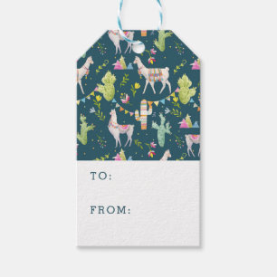 Watercolor Llama Flag Pattern Gift Tags