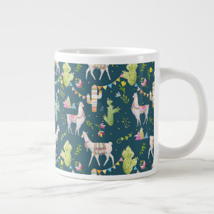 Watercolor Llama Flag Pattern Large Coffee Mug