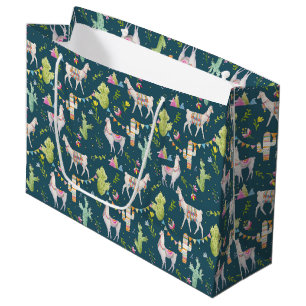 Watercolor Llama Flag Pattern Large Gift Bag