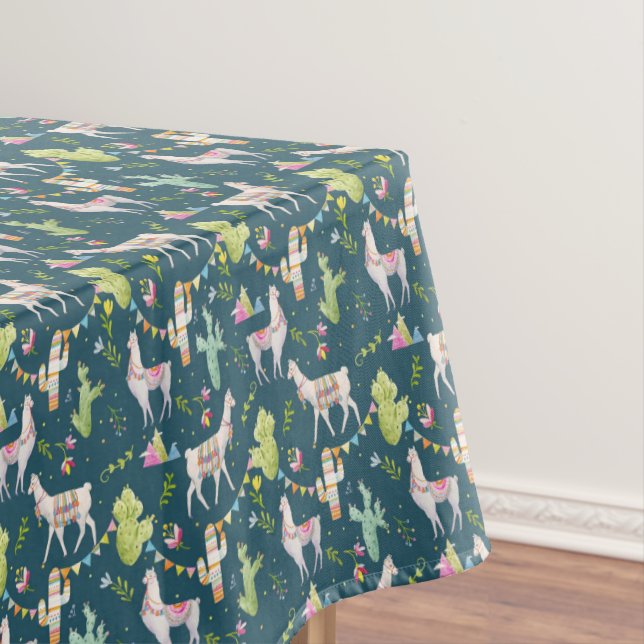 Watercolor Llama Flag Pattern Tablecloth (In Situ)