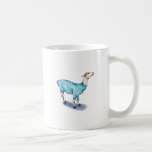 Watercolor Llama in Blue Sweater Coffee Mug