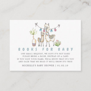 Watercolor Llama themed Baby Shower Book Request Enclosure Card