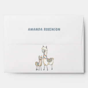 Watercolor Llama themed Baby Shower Envelope