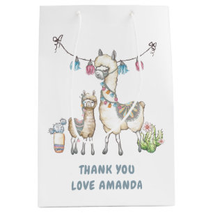 Watercolor Llama themed Baby Shower Medium Gift Bag