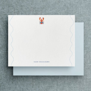 Watercolor Lobster Coastal Flat Note Card