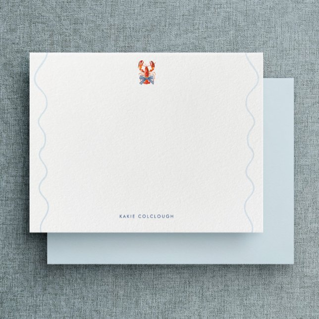 Watercolor Lobster Coastal Flat Note Card (Creator Uploaded)