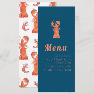 Watercolor Lobster Crawfish Nautical Menu