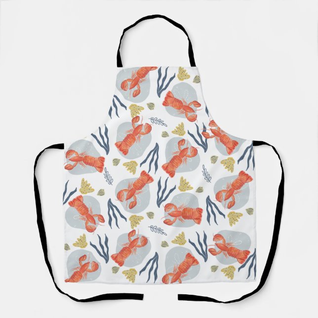 Watercolor Lobster Crustacean Beach Sand Dollars  Apron (Front)