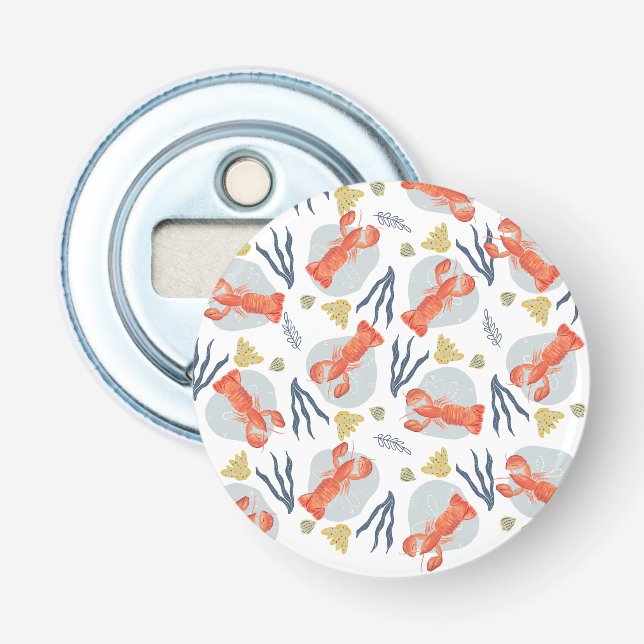 Watercolor Lobster Crustacean Beach Sand Dollars  Bottle Opener (Front)