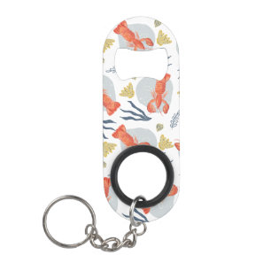 Watercolor Lobster Crustacean Beach Sand Dollars Keychain Bottle Opener