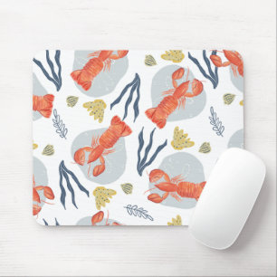 Watercolor Lobster Crustacean Beach Sand Dollars   Mouse Pad
