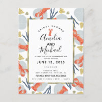 Watercolor Lobster Crustacean Bridal Shower 