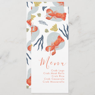 Watercolor Lobster Nautical Botanical Menu
