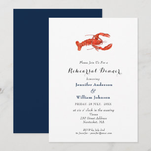 Watercolor Lobster Rehearsal Dinner Invitation