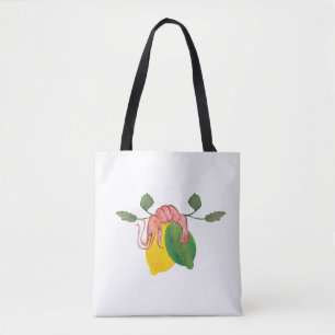 Watercolor Lobster Shrimp Lemon Lime Seafood Tote Bag