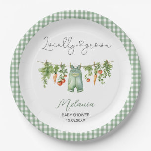     Watercolor Locally grown  baby shower Paper Pl Plate
