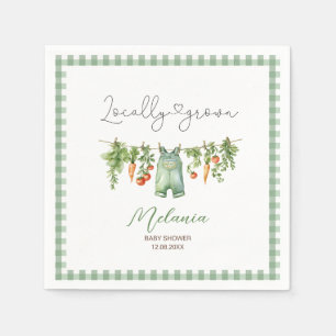 Watercolor Locally grown baby shower Paper Plat Napkin