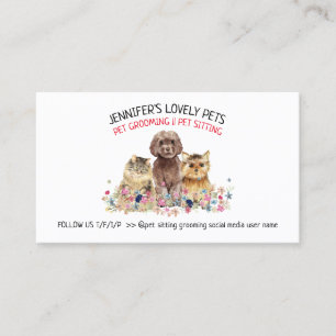 Watercolor Logo Cat Dog Pet Business Card