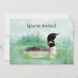 Watercolor Loon Custom Birthday Party Invite