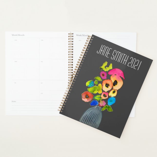 Watercolor loose floral colourful planner (Display)