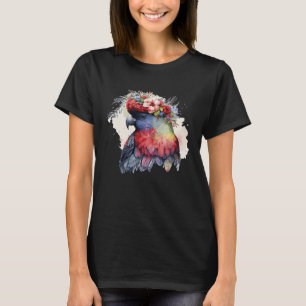 Watercolor Lorykeet Parrot Red Lory Bird Flower Cr T-Shirt