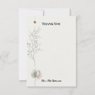 Watercolor Lotus Botanical Wedding Thank You Card