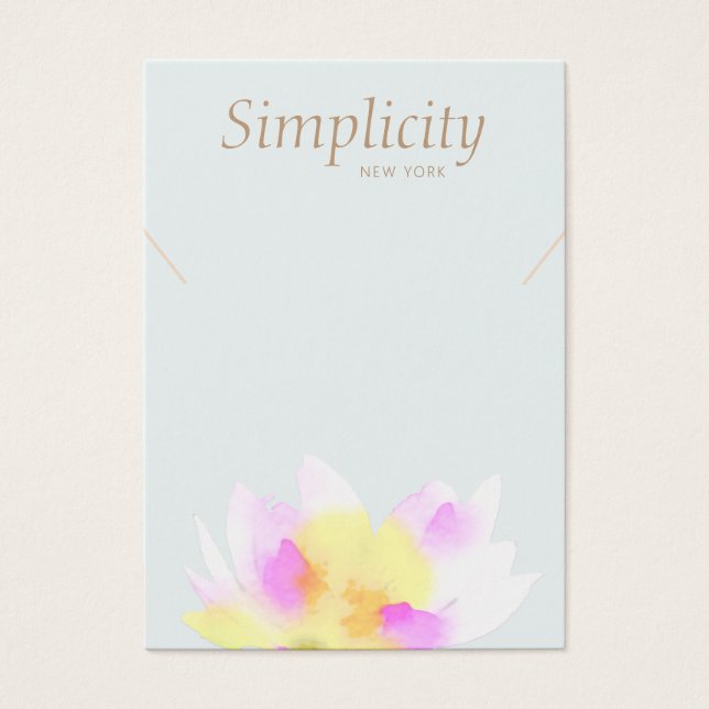 Watercolor Lotus Floral Necklace Display Card (Front)