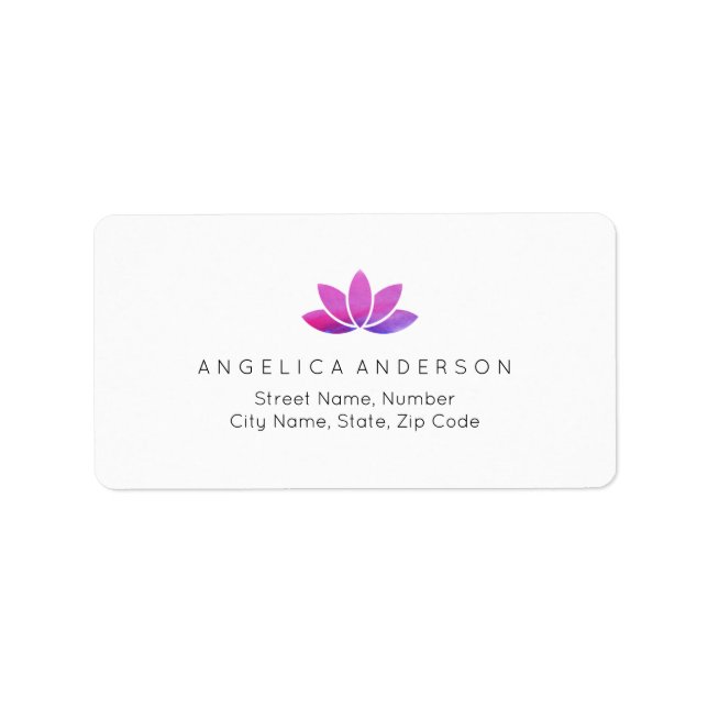 Watercolor Lotus Flower Address Label (Front)