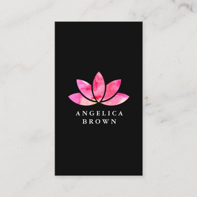 Watercolor Lotus Flower Business Card (Front)