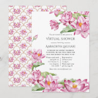 Watercolor Lotus Flower Indian Virtual Shower
