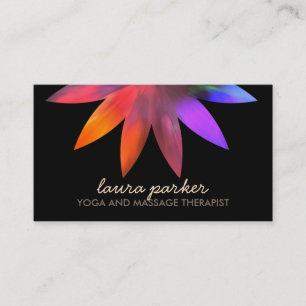 Watercolor Lotus Flower Logo Yoga Healing Health Business Card