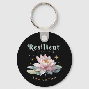 watercolor lotus flower motivational personalized keychain