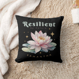 watercolor lotus flower motivational personalized throw pillow