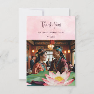 Watercolor Lotus Wedding  Thank You Card