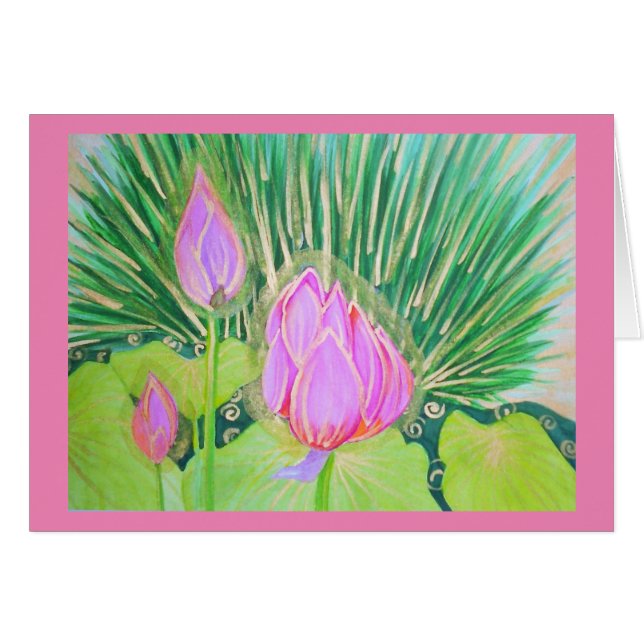 Watercolor Lotus with Gold Accents (Front Horizontal)