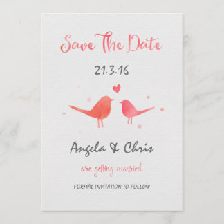 Watercolor Love Birds Save the Date