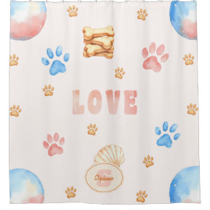 Watercolor "LOVE" Design with Dog Paw Prints