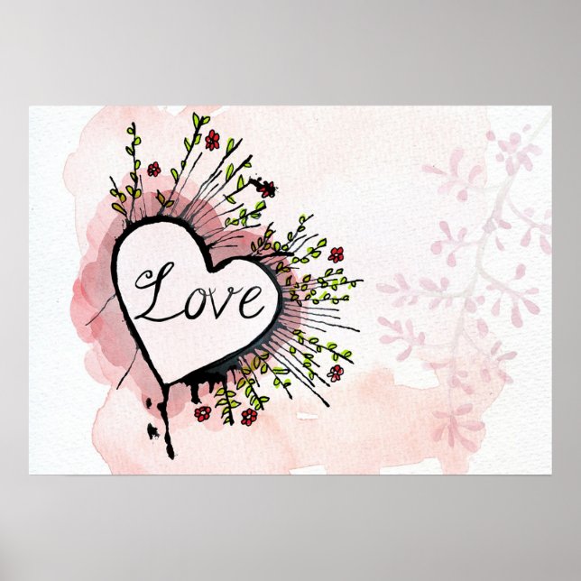 Watercolor Love Heart Poster (Front)