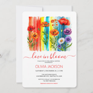 Watercolor Love in bloom Wildflower Bridal Shower Holiday Card
