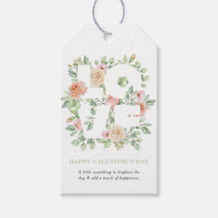 Watercolor LOVE Roses and Greeney Valentine's Day Gift Tags