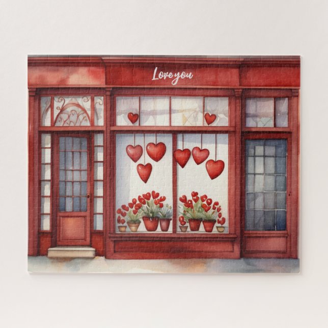 Watercolor Love Strokes Valentine's day Jigsaw Puzzle (Horizontal)
