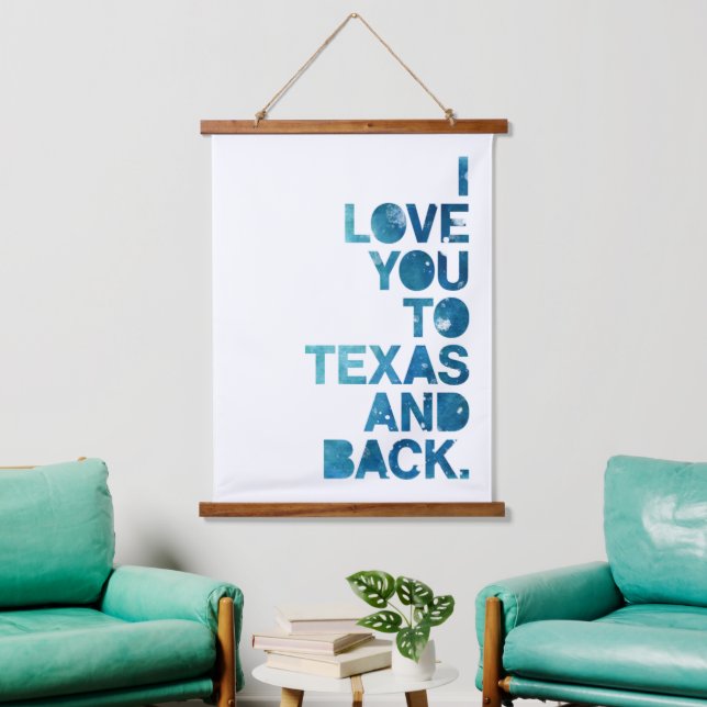 Watercolor Love You To Texas and Back Hanging Tapestry (Living Room)