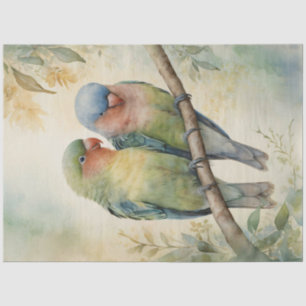 Watercolor Lovebirds Eucalyptus Tree Decoupage Tissue Paper