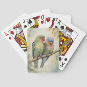 Watercolor Lovebirds Eucalyptus Tree Playing Cards