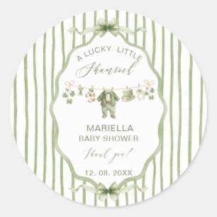  Watercolor Lucky Charm Shamrock baby shower Classic Round Sticker