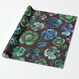 Watercolor Lucky Green Clovers Wrapping Paper