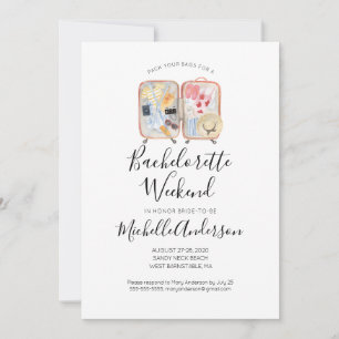 Watercolor Luggage Bachelorette Weekend Invitation